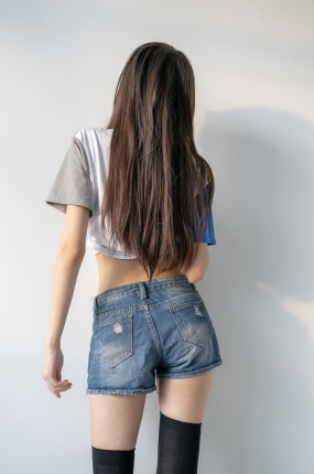 风之领域写真 No.121 牛仔短裤与黑丝袜