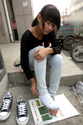 MZSOCK NO.001-2018年-帆布鞋浅色牛仔裤裸足马尾小妹